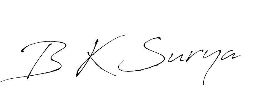 How to make B K Surya name signature. Use Antro_Vectra style for creating short signs online. This is the latest handwritten sign. B K Surya signature style 6 images and pictures png