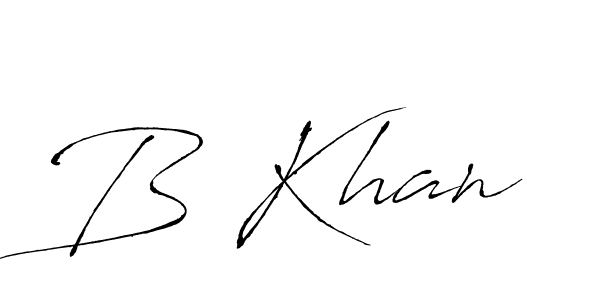 Design your own signature with our free online signature maker. With this signature software, you can create a handwritten (Antro_Vectra) signature for name B Khan. B Khan signature style 6 images and pictures png