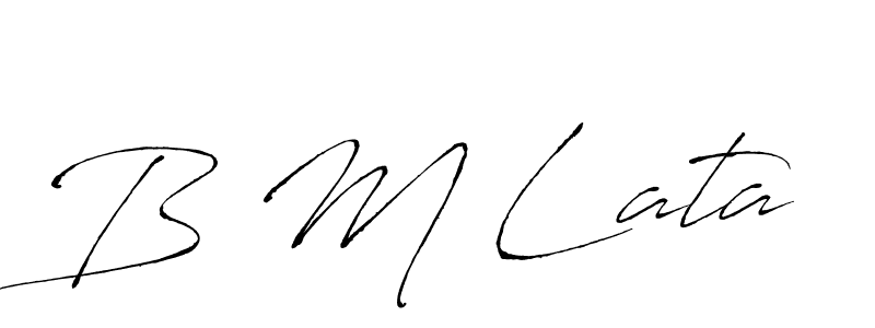 if you are searching for the best signature style for your name B M Lata. so please give up your signature search. here we have designed multiple signature styles  using Antro_Vectra. B M Lata signature style 6 images and pictures png