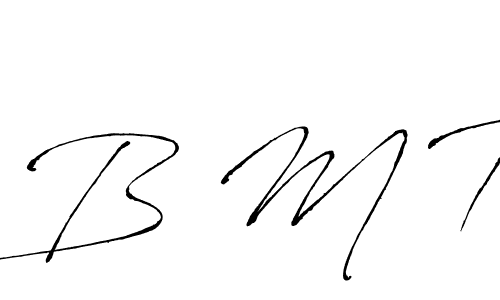 The best way (Antro_Vectra) to make a short signature is to pick only two or three words in your name. The name B M T include a total of six letters. For converting this name. B M T signature style 6 images and pictures png