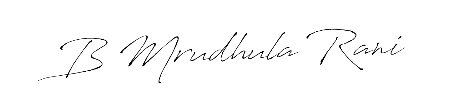 You should practise on your own different ways (Antro_Vectra) to write your name (B Mrudhula Rani) in signature. don't let someone else do it for you. B Mrudhula Rani signature style 6 images and pictures png