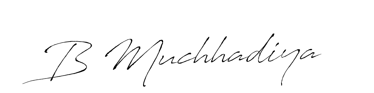 Make a beautiful signature design for name B Muchhadiya. With this signature (Antro_Vectra) style, you can create a handwritten signature for free. B Muchhadiya signature style 6 images and pictures png