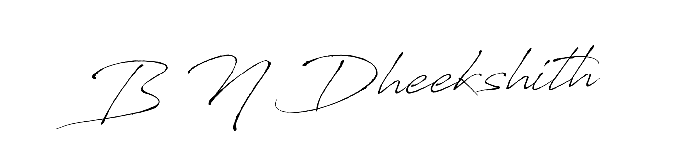 The best way (Antro_Vectra) to make a short signature is to pick only two or three words in your name. The name B N Dheekshith include a total of six letters. For converting this name. B N Dheekshith signature style 6 images and pictures png