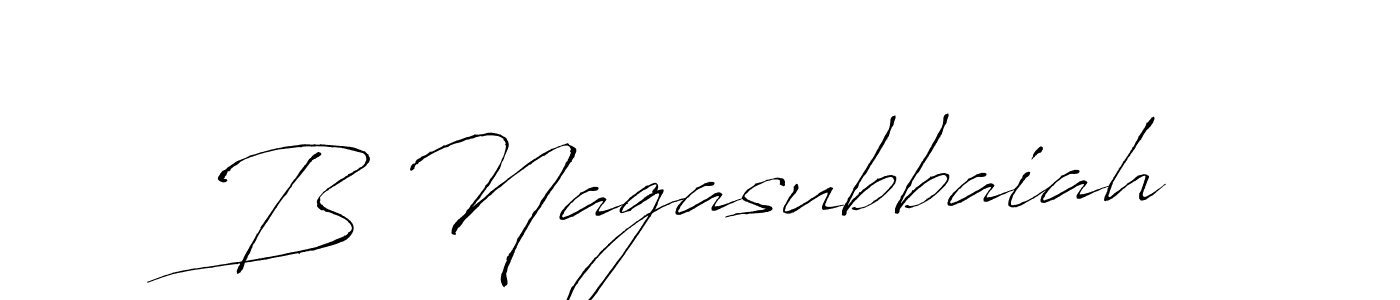 The best way (Antro_Vectra) to make a short signature is to pick only two or three words in your name. The name B Nagasubbaiah include a total of six letters. For converting this name. B Nagasubbaiah signature style 6 images and pictures png