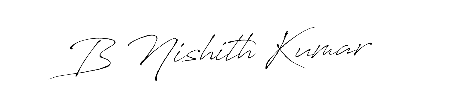 The best way (Antro_Vectra) to make a short signature is to pick only two or three words in your name. The name B Nishith Kumar include a total of six letters. For converting this name. B Nishith Kumar signature style 6 images and pictures png