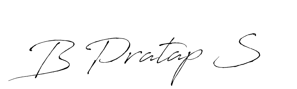 The best way (Antro_Vectra) to make a short signature is to pick only two or three words in your name. The name B Pratap S include a total of six letters. For converting this name. B Pratap S signature style 6 images and pictures png