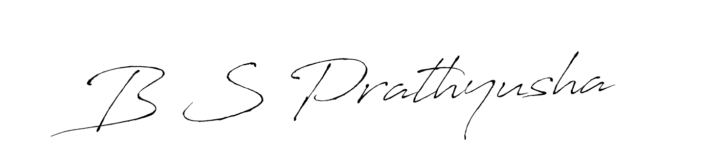 Make a beautiful signature design for name B S Prathyusha. With this signature (Antro_Vectra) style, you can create a handwritten signature for free. B S Prathyusha signature style 6 images and pictures png