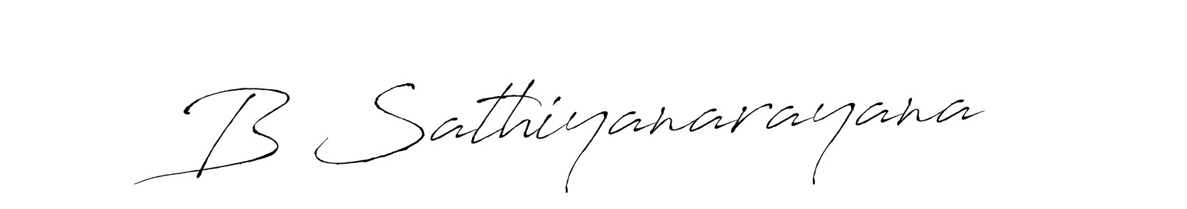 How to make B Sathiyanarayana name signature. Use Antro_Vectra style for creating short signs online. This is the latest handwritten sign. B Sathiyanarayana signature style 6 images and pictures png