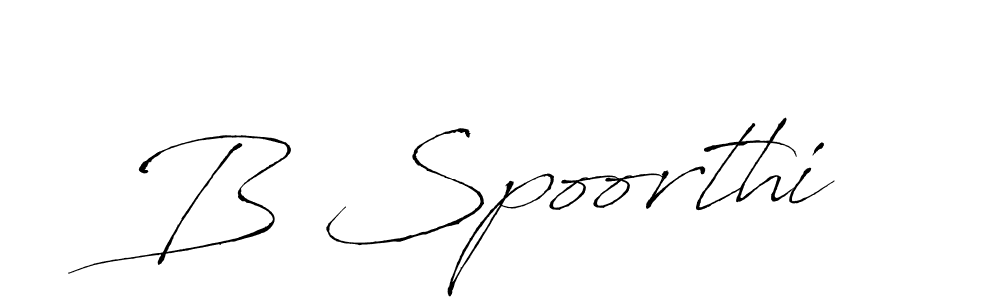 The best way (Antro_Vectra) to make a short signature is to pick only two or three words in your name. The name B Spoorthi include a total of six letters. For converting this name. B Spoorthi signature style 6 images and pictures png