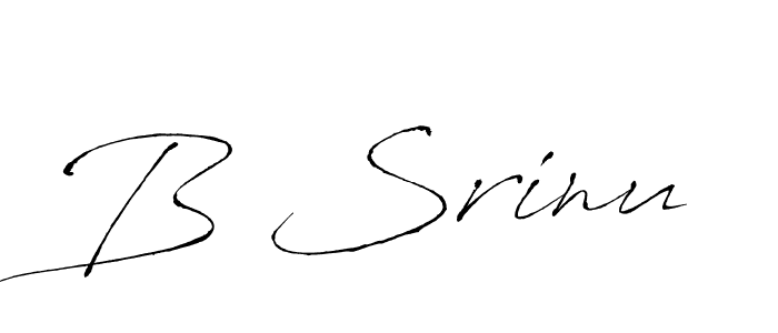 Use a signature maker to create a handwritten signature online. With this signature software, you can design (Antro_Vectra) your own signature for name B Srinu. B Srinu signature style 6 images and pictures png