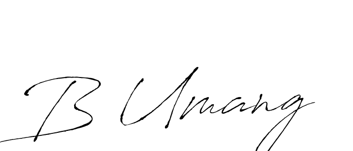 The best way (Antro_Vectra) to make a short signature is to pick only two or three words in your name. The name B Umang include a total of six letters. For converting this name. B Umang signature style 6 images and pictures png