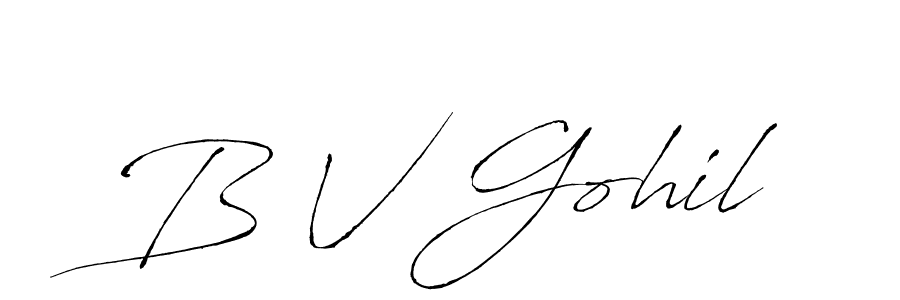 How to make B V Gohil name signature. Use Antro_Vectra style for creating short signs online. This is the latest handwritten sign. B V Gohil signature style 6 images and pictures png