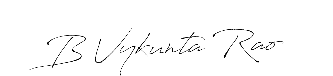The best way (Antro_Vectra) to make a short signature is to pick only two or three words in your name. The name B Vykunta Rao include a total of six letters. For converting this name. B Vykunta Rao signature style 6 images and pictures png