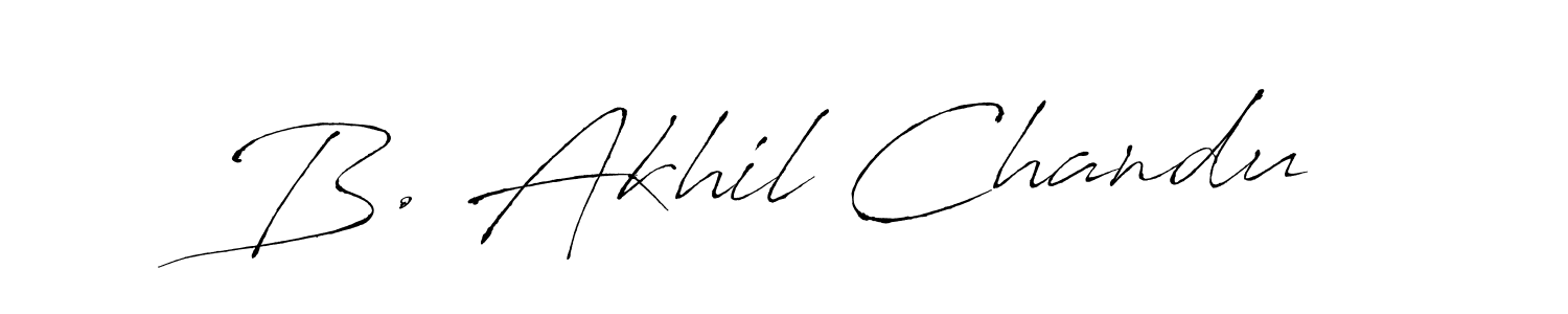 The best way (Antro_Vectra) to make a short signature is to pick only two or three words in your name. The name B. Akhil Chandu include a total of six letters. For converting this name. B. Akhil Chandu signature style 6 images and pictures png