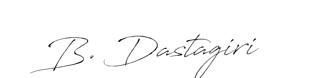 The best way (Antro_Vectra) to make a short signature is to pick only two or three words in your name. The name B. Dastagiri include a total of six letters. For converting this name. B. Dastagiri signature style 6 images and pictures png