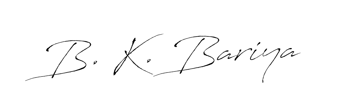 Antro_Vectra is a professional signature style that is perfect for those who want to add a touch of class to their signature. It is also a great choice for those who want to make their signature more unique. Get B. K. Bariya name to fancy signature for free. B. K. Bariya signature style 6 images and pictures png