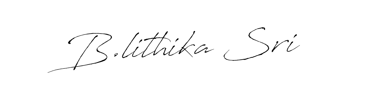 The best way (Antro_Vectra) to make a short signature is to pick only two or three words in your name. The name B.lithika Sri include a total of six letters. For converting this name. B.lithika Sri signature style 6 images and pictures png