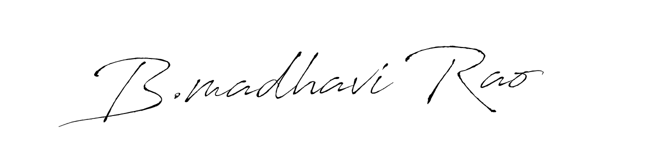 How to make B.madhavi Rao name signature. Use Antro_Vectra style for creating short signs online. This is the latest handwritten sign. B.madhavi Rao signature style 6 images and pictures png