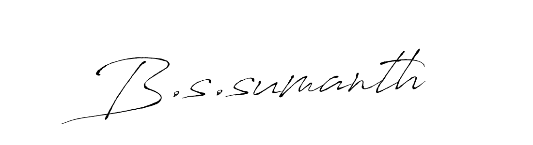 The best way (Antro_Vectra) to make a short signature is to pick only two or three words in your name. The name B.s.sumanth include a total of six letters. For converting this name. B.s.sumanth signature style 6 images and pictures png