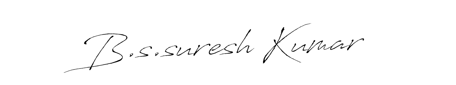 The best way (Antro_Vectra) to make a short signature is to pick only two or three words in your name. The name B.s.suresh Kumar include a total of six letters. For converting this name. B.s.suresh Kumar signature style 6 images and pictures png