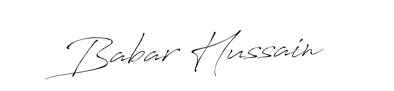 Design your own signature with our free online signature maker. With this signature software, you can create a handwritten (Antro_Vectra) signature for name Babar Hussain. Babar Hussain signature style 6 images and pictures png
