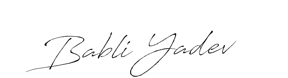 The best way (Antro_Vectra) to make a short signature is to pick only two or three words in your name. The name Babli Yadev include a total of six letters. For converting this name. Babli Yadev signature style 6 images and pictures png