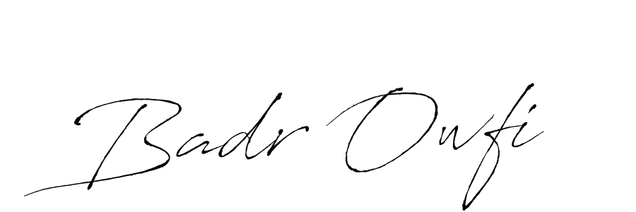 How to make Badr Owfi name signature. Use Antro_Vectra style for creating short signs online. This is the latest handwritten sign. Badr Owfi signature style 6 images and pictures png