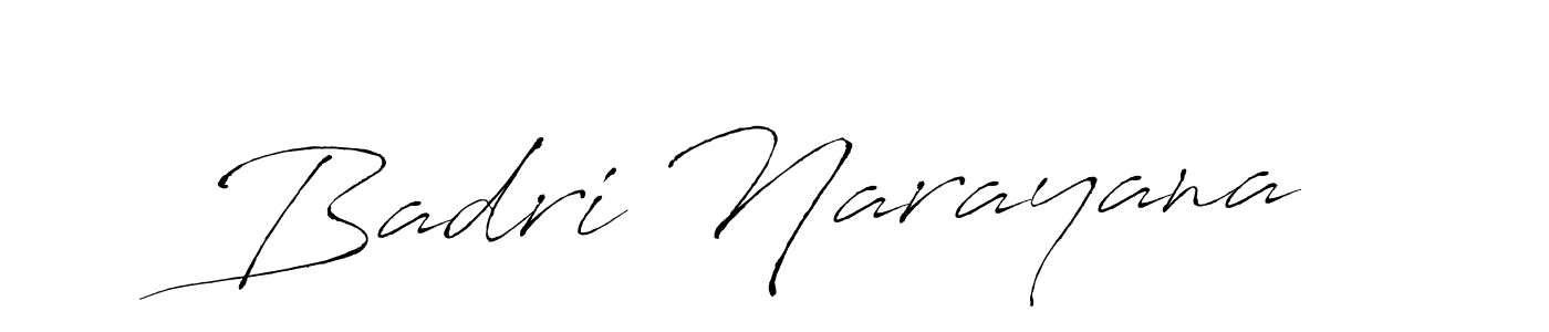 Make a beautiful signature design for name Badri Narayana. With this signature (Antro_Vectra) style, you can create a handwritten signature for free. Badri Narayana signature style 6 images and pictures png