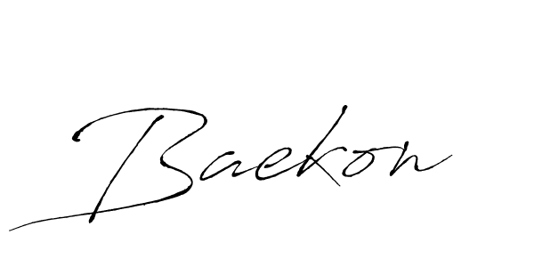 Use a signature maker to create a handwritten signature online. With this signature software, you can design (Antro_Vectra) your own signature for name Baekon. Baekon signature style 6 images and pictures png