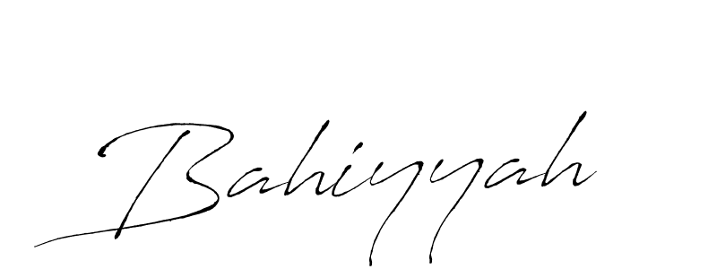 Make a beautiful signature design for name Bahiyyah. With this signature (Antro_Vectra) style, you can create a handwritten signature for free. Bahiyyah signature style 6 images and pictures png