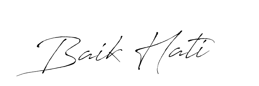 Similarly Antro_Vectra is the best handwritten signature design. Signature creator online .You can use it as an online autograph creator for name Baik Hati. Baik Hati signature style 6 images and pictures png