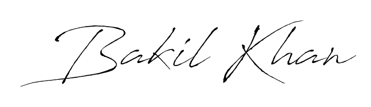 Looking for an artistic signature for Bakil Khan? The Antro_Vectra calligraphy style gives a sophisticated flow suitable for business cards and emails. Bakil Khan signature style 6 images and pictures png