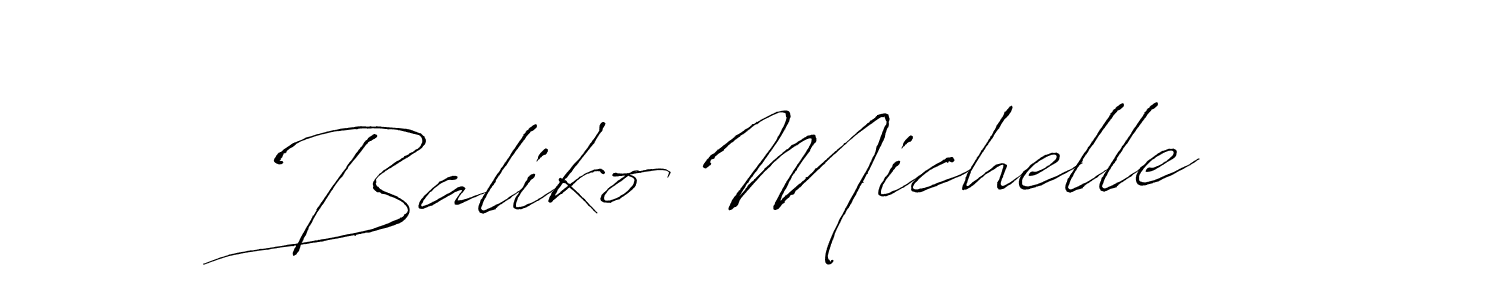 Antro_Vectra is a professional signature style that is perfect for those who want to add a touch of class to their signature. It is also a great choice for those who want to make their signature more unique. Get Baliko Michelle name to fancy signature for free. Baliko Michelle signature style 6 images and pictures png