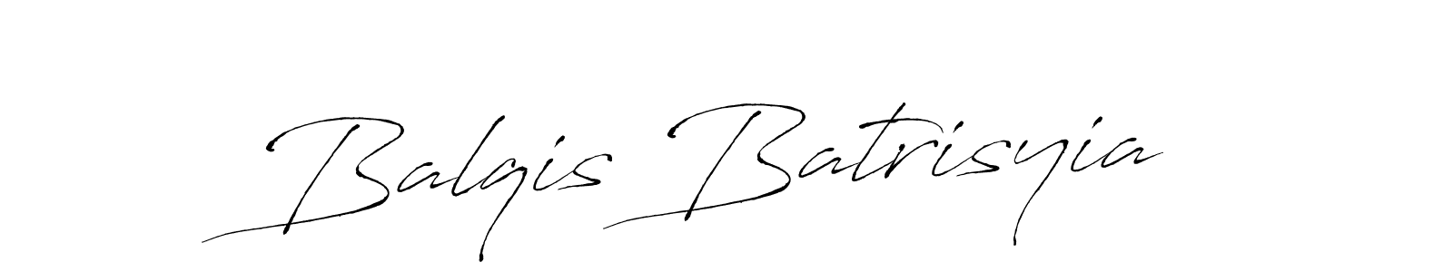 Create a beautiful signature design for name Balqis Batrisyia. With this signature (Antro_Vectra) fonts, you can make a handwritten signature for free. Balqis Batrisyia signature style 6 images and pictures png