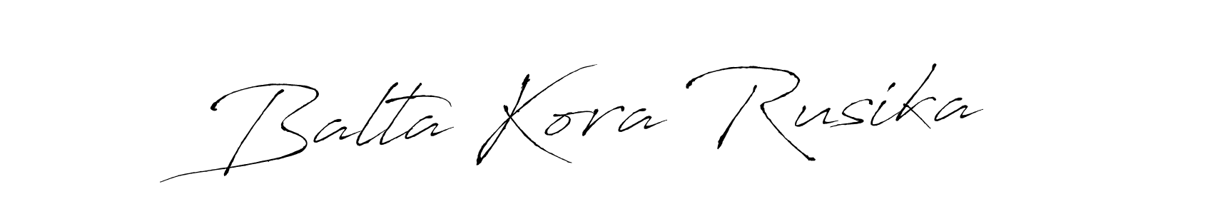 How to make Balta Kora Rusika name signature. Use Antro_Vectra style for creating short signs online. This is the latest handwritten sign. Balta Kora Rusika signature style 6 images and pictures png