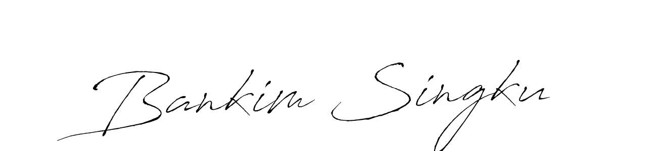 Antro_Vectra is a professional signature style that is perfect for those who want to add a touch of class to their signature. It is also a great choice for those who want to make their signature more unique. Get Bankim Singku name to fancy signature for free. Bankim Singku signature style 6 images and pictures png