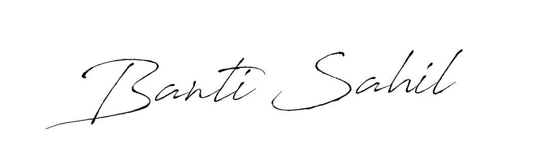 The best way (Antro_Vectra) to make a short signature is to pick only two or three words in your name. The name Banti Sahil include a total of six letters. For converting this name. Banti Sahil signature style 6 images and pictures png