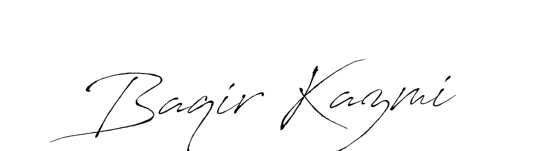 Antro_Vectra is a professional signature style that is perfect for those who want to add a touch of class to their signature. It is also a great choice for those who want to make their signature more unique. Get Baqir Kazmi name to fancy signature for free. Baqir Kazmi signature style 6 images and pictures png