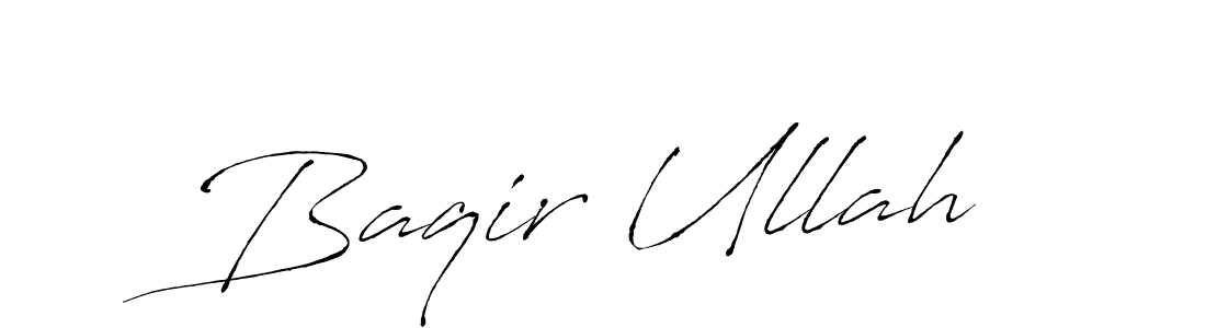 How to make Baqir Ullah name signature. Use Antro_Vectra style for creating short signs online. This is the latest handwritten sign. Baqir Ullah signature style 6 images and pictures png