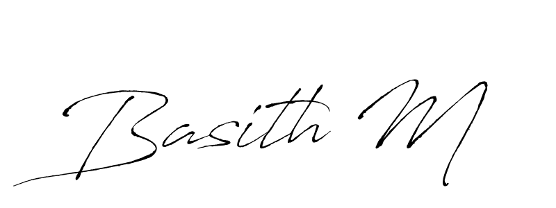 Create a beautiful signature design for name Basith M. With this signature (Antro_Vectra) fonts, you can make a handwritten signature for free. Basith M signature style 6 images and pictures png