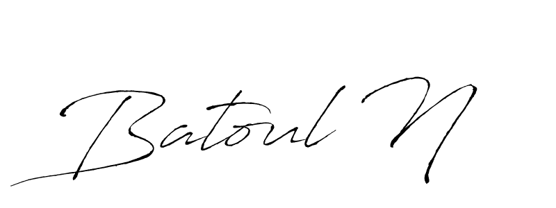 It looks lik you need a new signature style for name Batoul N. Design unique handwritten (Antro_Vectra) signature with our free signature maker in just a few clicks. Batoul N signature style 6 images and pictures png