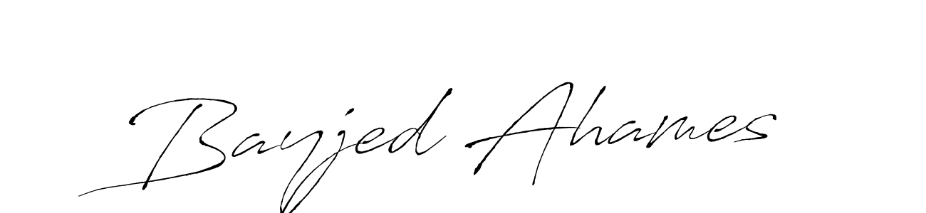 The best way (Antro_Vectra) to make a short signature is to pick only two or three words in your name. The name Bayjed Ahames include a total of six letters. For converting this name. Bayjed Ahames signature style 6 images and pictures png