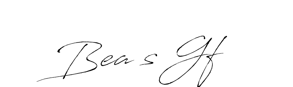 Make a beautiful signature design for name Bea’s Gf. With this signature (Antro_Vectra) style, you can create a handwritten signature for free. Bea’s Gf signature style 6 images and pictures png