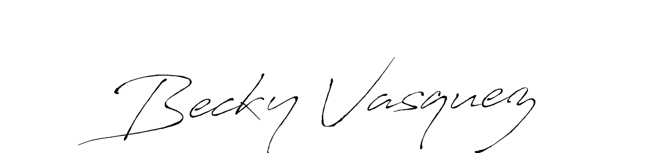 Make a beautiful signature design for name Becky Vasquez. With this signature (Antro_Vectra) style, you can create a handwritten signature for free. Becky Vasquez signature style 6 images and pictures png