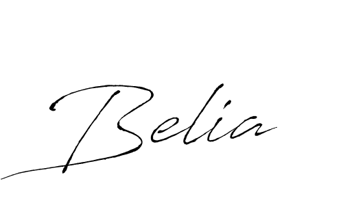Use a signature maker to create a handwritten signature online. With this signature software, you can design (Antro_Vectra) your own signature for name Belia. Belia signature style 6 images and pictures png