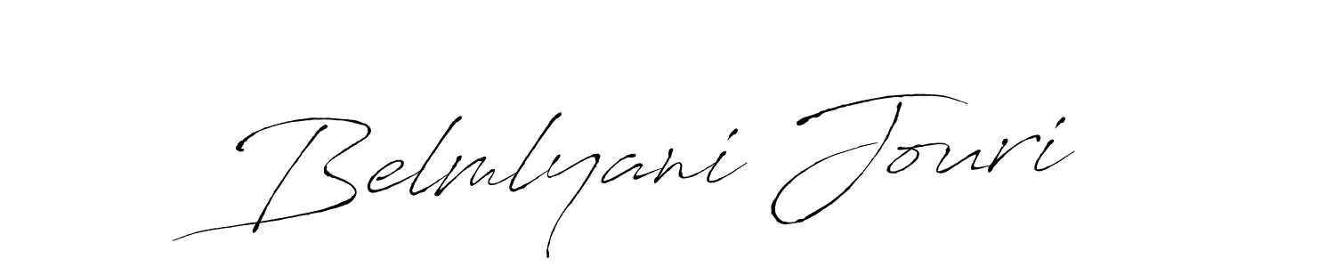 How to make Belmlyani Jouri name signature. Use Antro_Vectra style for creating short signs online. This is the latest handwritten sign. Belmlyani Jouri signature style 6 images and pictures png