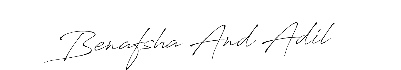 How to make Benafsha And Adil name signature. Use Antro_Vectra style for creating short signs online. This is the latest handwritten sign. Benafsha And Adil signature style 6 images and pictures png