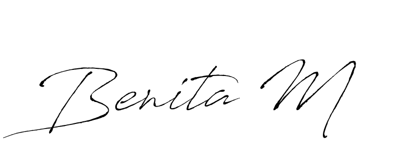 You should practise on your own different ways (Antro_Vectra) to write your name (Benita M) in signature. don't let someone else do it for you. Benita M signature style 6 images and pictures png