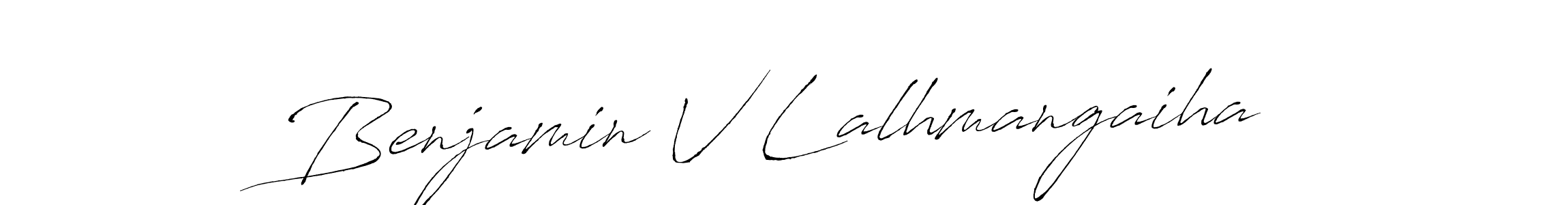 The best way (Antro_Vectra) to make a short signature is to pick only two or three words in your name. The name Benjamin V Lalhmangaiha include a total of six letters. For converting this name. Benjamin V Lalhmangaiha signature style 6 images and pictures png