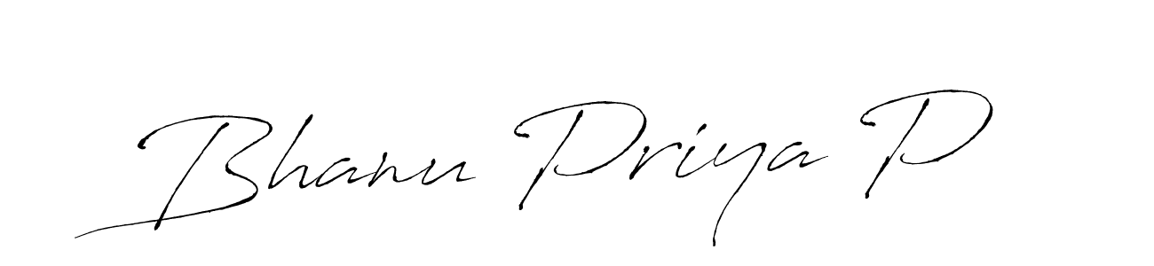 Make a beautiful signature design for name Bhanu Priya P. With this signature (Antro_Vectra) style, you can create a handwritten signature for free. Bhanu Priya P signature style 6 images and pictures png